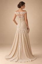 A-Line/Princess V-Neck Chiffon Maxi Mother of the Bride & Groom Dresses with Feather Trim & Pleats (SHI22501651)