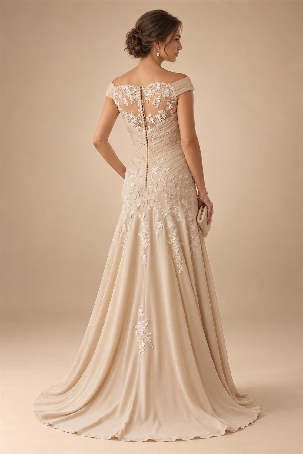 A-Line/Princess V-Neck Chiffon Maxi Mother of the Bride & Groom Dresses with Feather Trim & Pleats (SHI22501651)