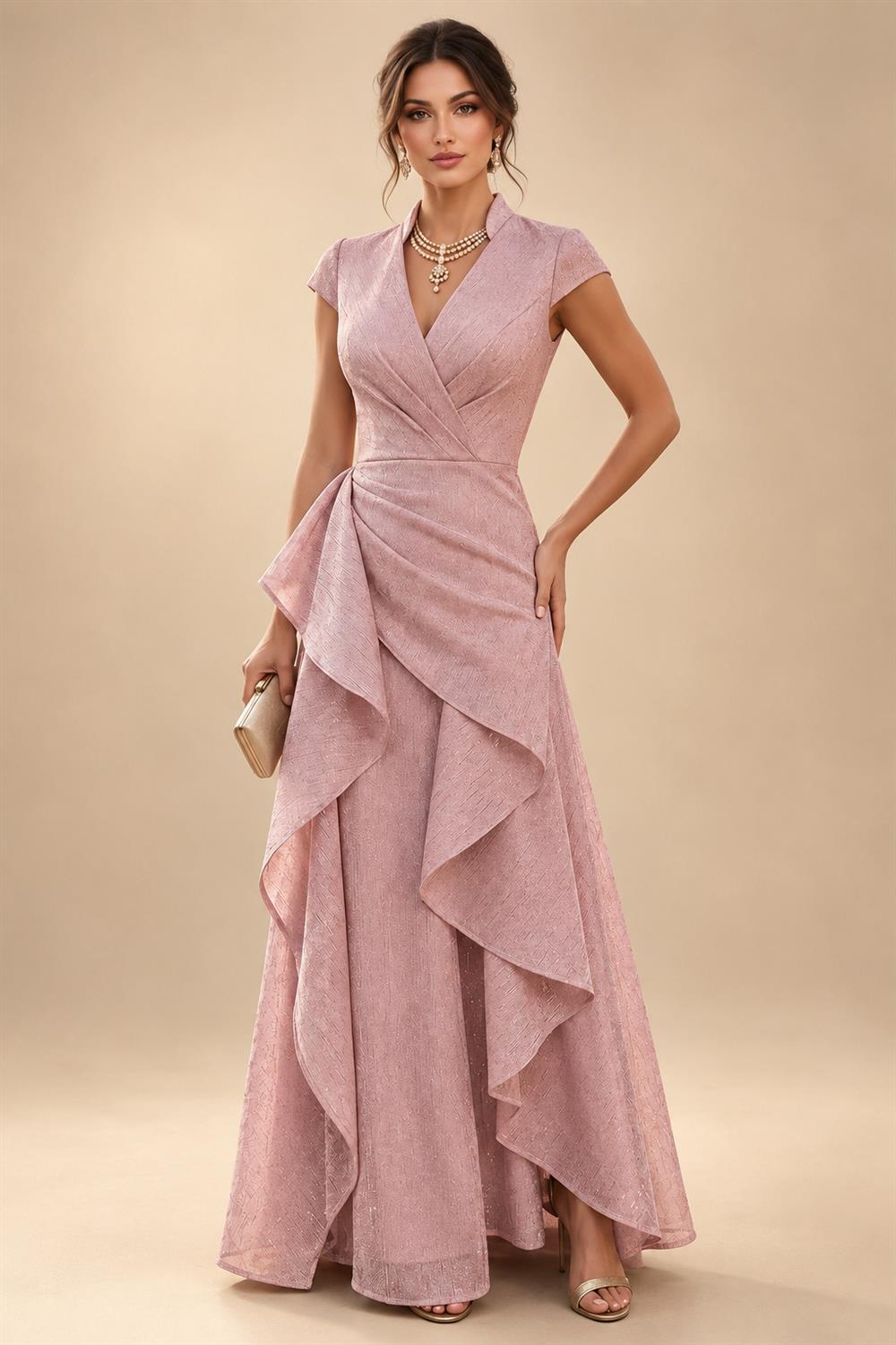 A-Line Chiffon Tiered Ruffles Mother of the Bride & Groom Dresses with Ruched Waist (SHI22500724)