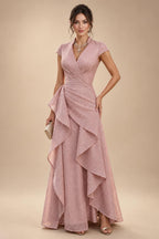 Satin A Line Round Neck Ruched Pleats Mother of the Bride & Groom Dresses (SHI22500952)