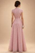 Sheath/Column V-Neck Jacquard Maxi Mother of the Bride & Groom Dresses with Ruffles & Slit (SHI25001047)
