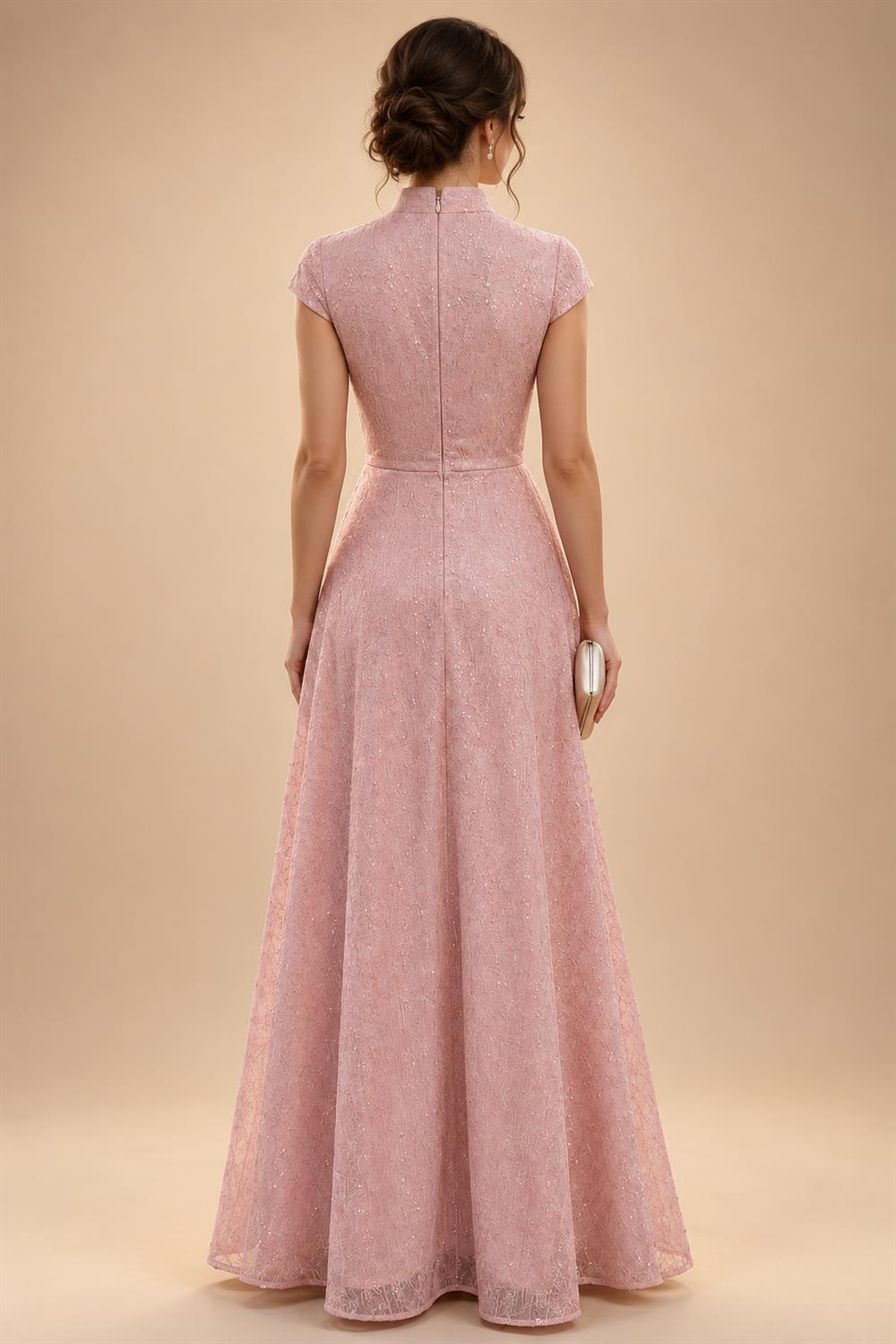 Sheath/Column V-Neck Jacquard Maxi Mother of the Bride & Groom Dresses with Ruffles & Slit (SHI25001047)
