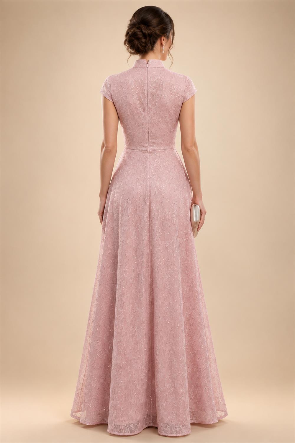 A-Line Metallic Satin Off Shoulder Bow Mother of the Bride & Groom Dresses with Floral Lace Appliques, Ruched Waist & Sweep Train (SHI22500425)