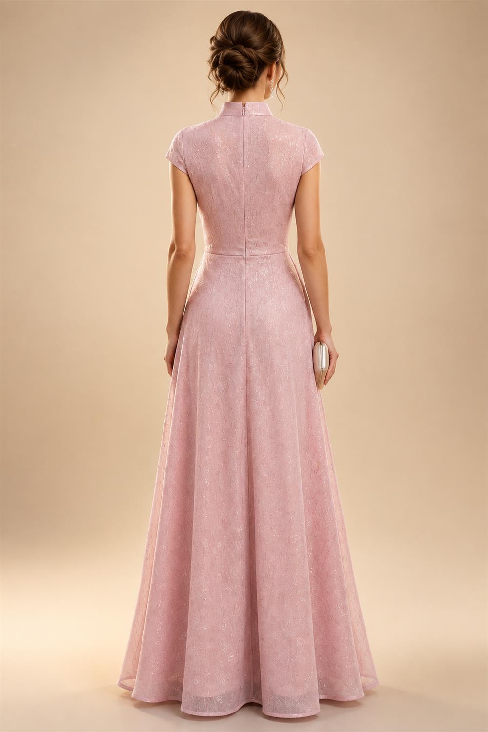 A-Line/Princess V-Neck Chiffon Floor-Length Mother of the Bride & Groom Dresses with Lace Appliques & Ruched Waist (SHI22501678)