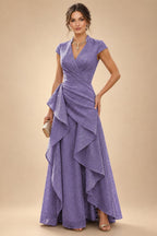 A-Line/Princess V-Neck Floor-Length Mother of the Bride & Groom Dresses with Ruffles & Ruched Waist (SHI22501284)