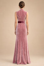 Jacquard Sheath/Column V-Neck Tea-Length Mother of the Bride & Groom Dresses for Women (SHI22501292)