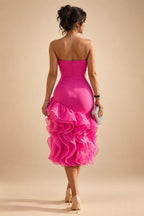A-Line/Princess Strapless Jacquard Mini Homecoming Dresses with Bow & Pearls (SHI22370552)
