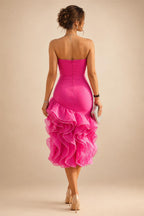 Jacquard A-Line/Princess Strapless Short Homecoming Dresses with Bow & Pearls (SHI22370324)