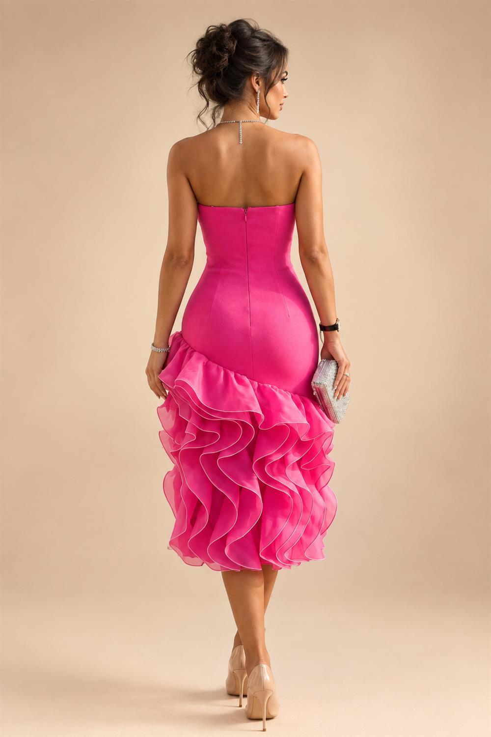 A-Line Chiffon Tiered Ruffles Mother of the Bride & Groom Dresses with Ruched Waist (SHI22500724)