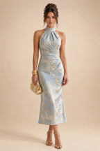 Sequin Floral A-Line/Princess V-Neck Floor-Length Mother of the Bride & Groom Dresses with 3D Flowers & Pleats (SHI22501350)
