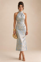 A-Line Chiffon Floral Print 3/4 Cape Sleeves Tiered Mother of the Bride & Groom Dresses with Beaded Waist Embellishment (SHI22500669)