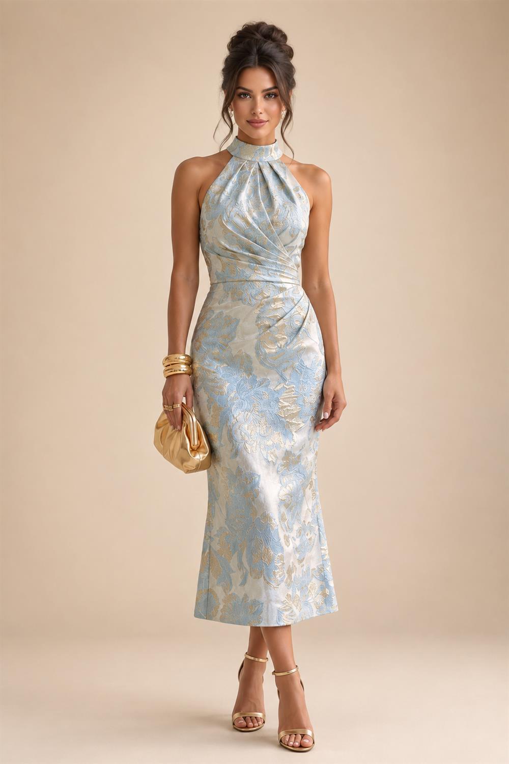 A-Line/Princess Scoop Neck Chiffon Maxi Mother of the Bride & Groom Dresses with Lace Appliques, Sweep Train & Pleats (SHI22501636)