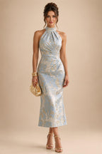 Jacquard Sheath/Column V-Neck Floor-Length Mother of the Bride & Groom Dresses with Ruched Waist (SHI22501057)