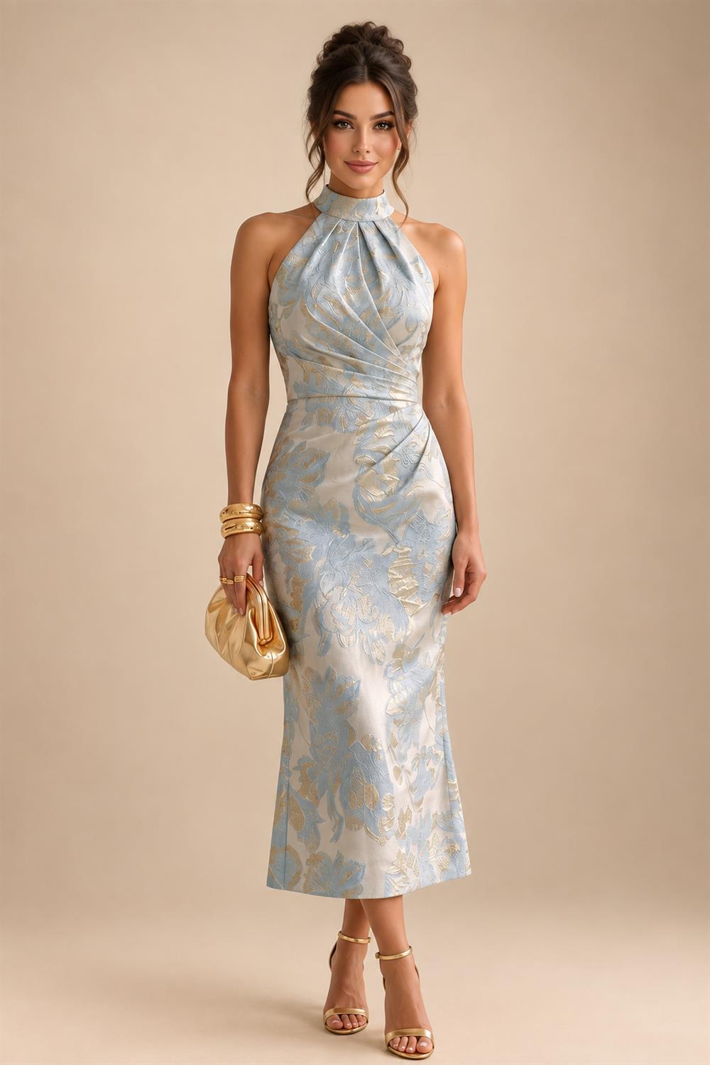 Sheath Floral Jacquard Off Shoulder Mother of the Bride & Groom Dresses with Flower (SHI22500777)