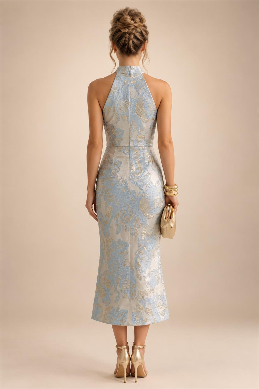 A-Line/Princess V-Neck Floral Embroidery Floor-Length Mother of the Bride & Groom Dresses with Ruched Satin Bodice (SHI22501691)