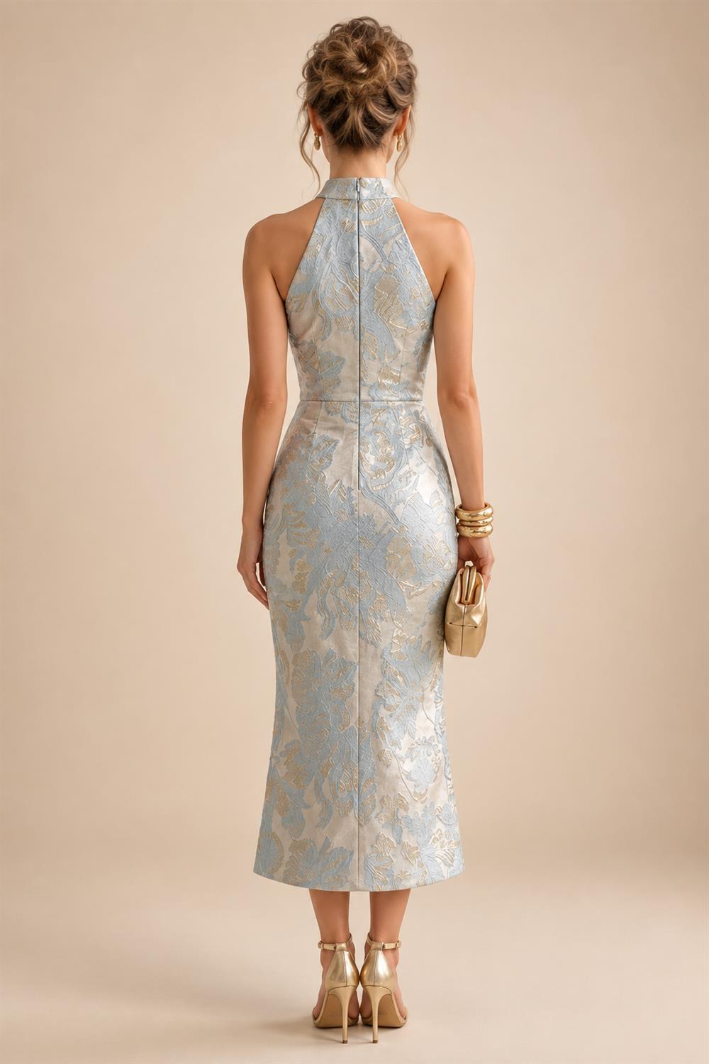 Jacquard A-Line/Princess V-Neck Floor-Length Mother of the Bride & Groom Dresses with Pockets (SHI22500987)