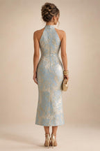 Jacquard Sheath/Column V-Neck Floor-Length Mother of the Bride & Groom Dresses with Ruched Waist (SHI22501057)