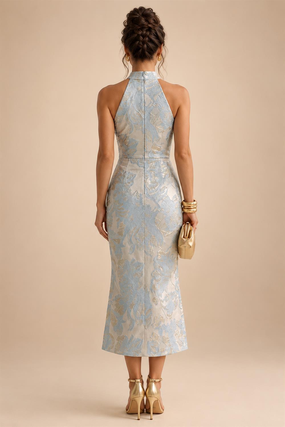 A-Line/Princess V-Neck Chiffon Maxi Mother of the Bride & Groom Dresses with Feather Trim & Pleats (SHI22501651)