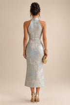 Sheath/Column V-Neck Jacquard Maxi Mother of the Bride & Groom Dresses with Ruffles & Slit (SHI25001047)