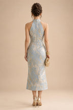 A-Line/Princess Scoop Neck Chiffon Maxi Mother of the Bride & Groom Dresses with Lace Appliques, Sweep Train & Pleats (SHI22501636)