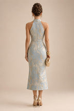 Jacquard A-Line/Princess V-Neck Floor-Length Mother of the Bride & Groom Dresses with Ruched Waist & Pockets (SHI22501298)