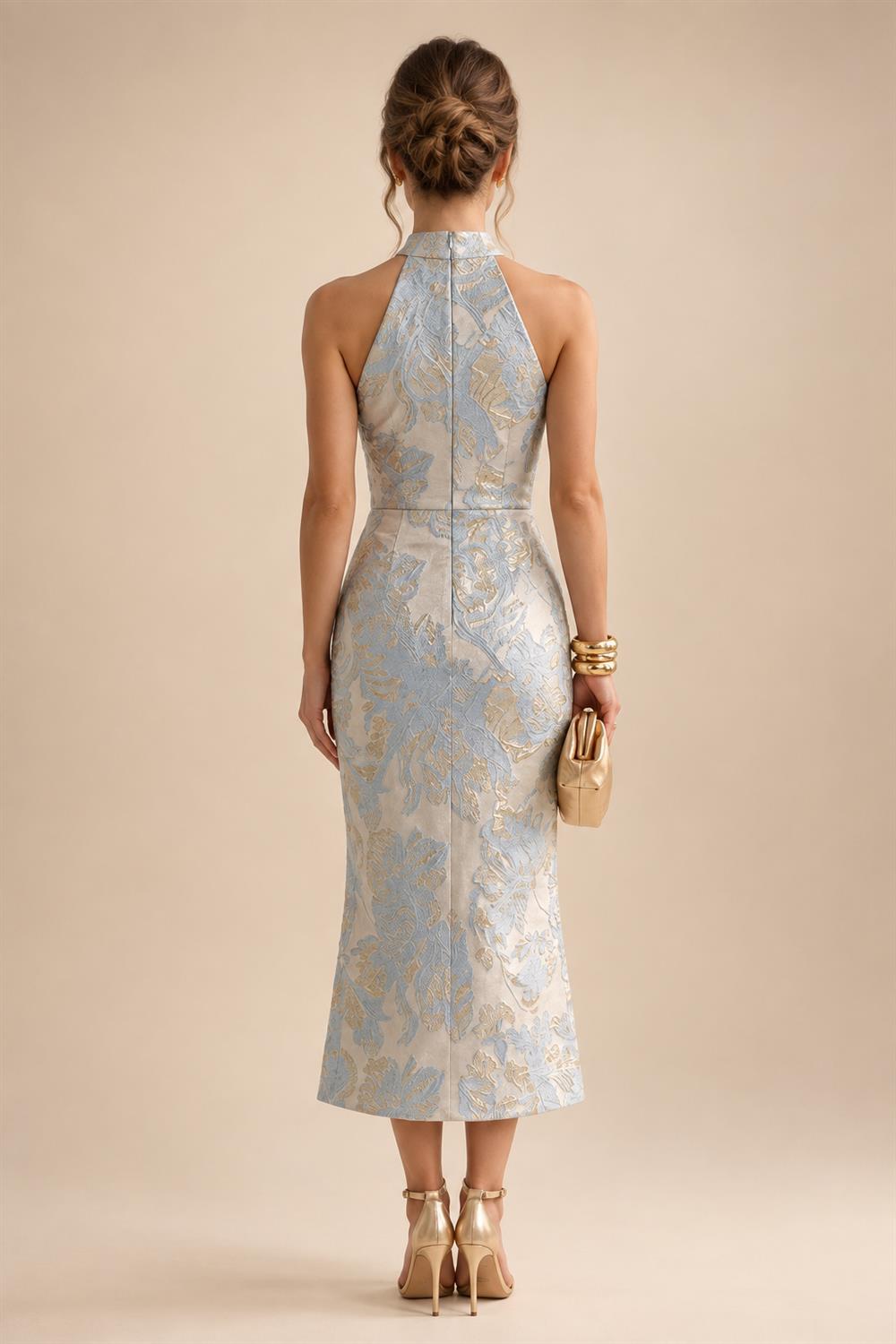 A-Line Chiffon Floral Print 3/4 Cape Sleeves Tiered Mother of the Bride & Groom Dresses with Beaded Waist Embellishment (SHI22500669)