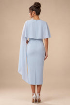 Jacquard A-Line/Princess V-Neck Tea-Length Mother of the Bride & Groom Dresses with Ruched Waist (SHI22501056)