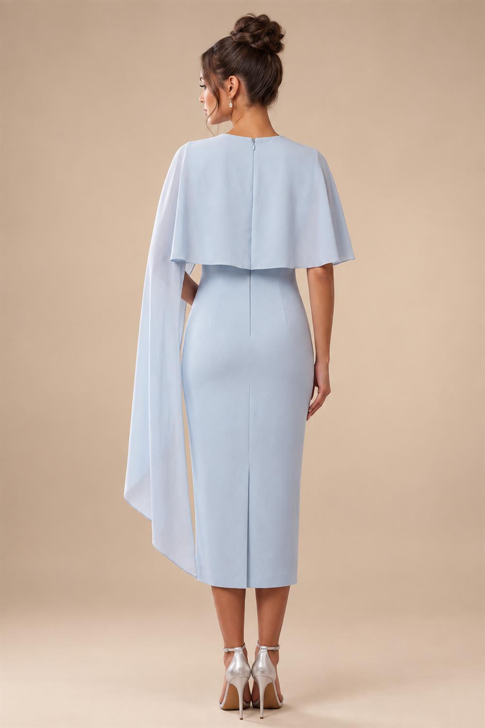 Jacquard A-Line/Princess V-Neck Tea-Length Mother of the Bride & Groom Dresses with Ruched Waist (SHI22501056)