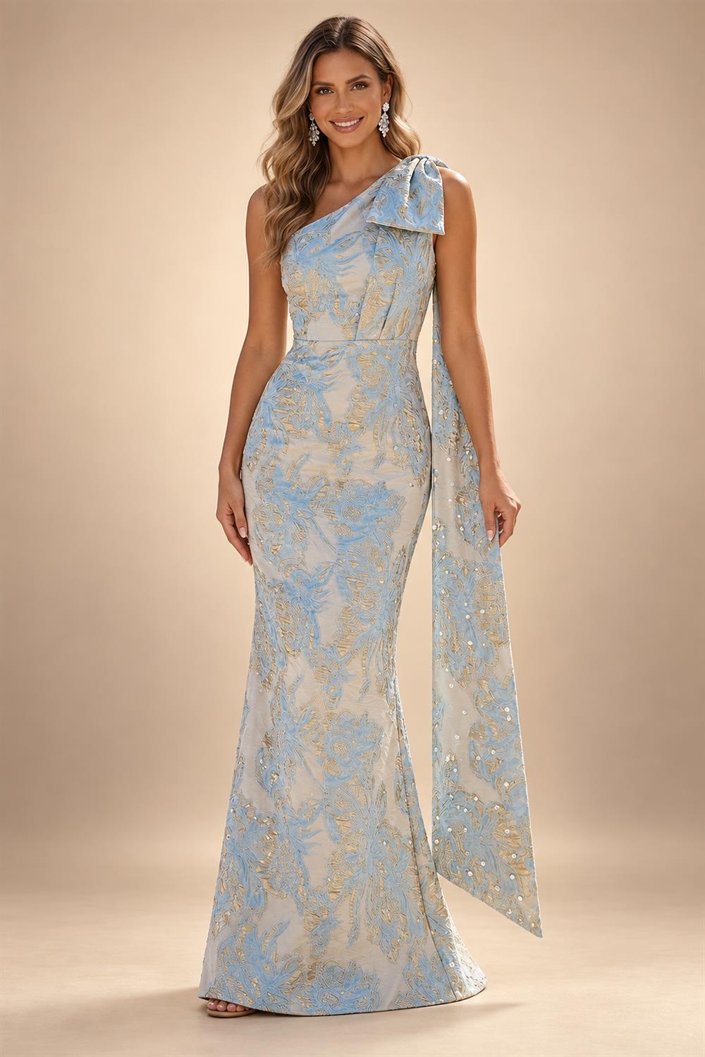 Jacquard A-Line/Princess V-Neck Floor-Length Mother of the Bride & Groom Dresses with Pockets (SHI22500987)
