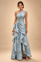 A-Line Chiffon 3/4 Flutter Sleeves Mother of the Bride & Groom Dresses with Beaded Lace Embroidered Bodice (SHI22500645)
