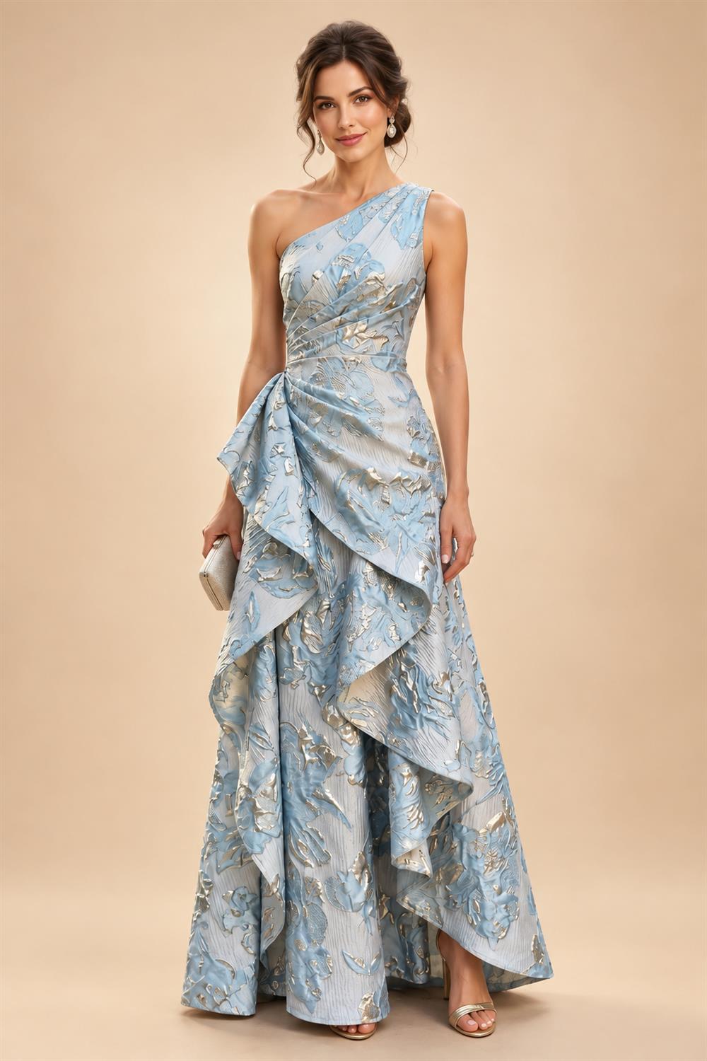 A-Line/Princess V-Neck Floor-Length Mother of the Bride & Groom Dresses with Ruffles & Ruched Waist (SHI22501284)