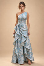 Jacquard Sheath/Column V-Neck Floor-Length Mother of the Bride & Groom Dresses with Ruched Waist (SHI22501057)