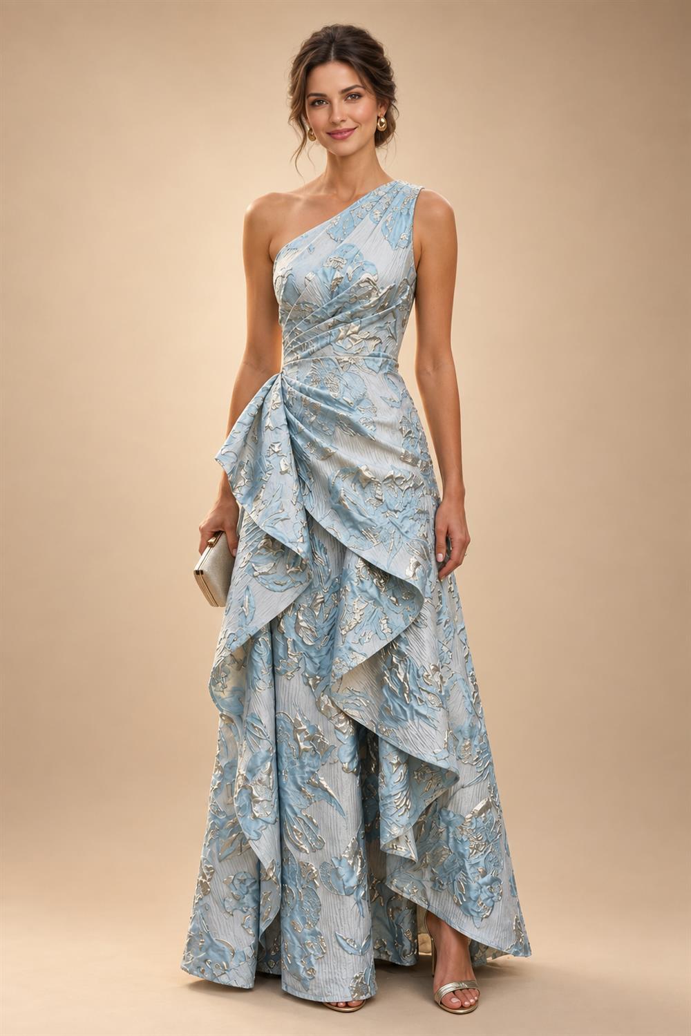 A-Line Floor Length One Shoulder Long Mother of the Bride Dresses with Lace (SHI22500179)