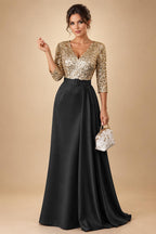 A-Line/Princess V-Neck Floor-Length Mother of the Bride & Groom Dresses with Ruffles & Ruched Waist (SHI22501284)