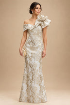 Sheath Floral Jacquard Off Shoulder Mother of the Bride & Groom Dresses with Flower (SHI22500777)