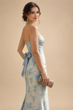 Sheath Floral Jacquard Off Shoulder Mother of the Bride & Groom Dresses with Flower (SHI22500777)