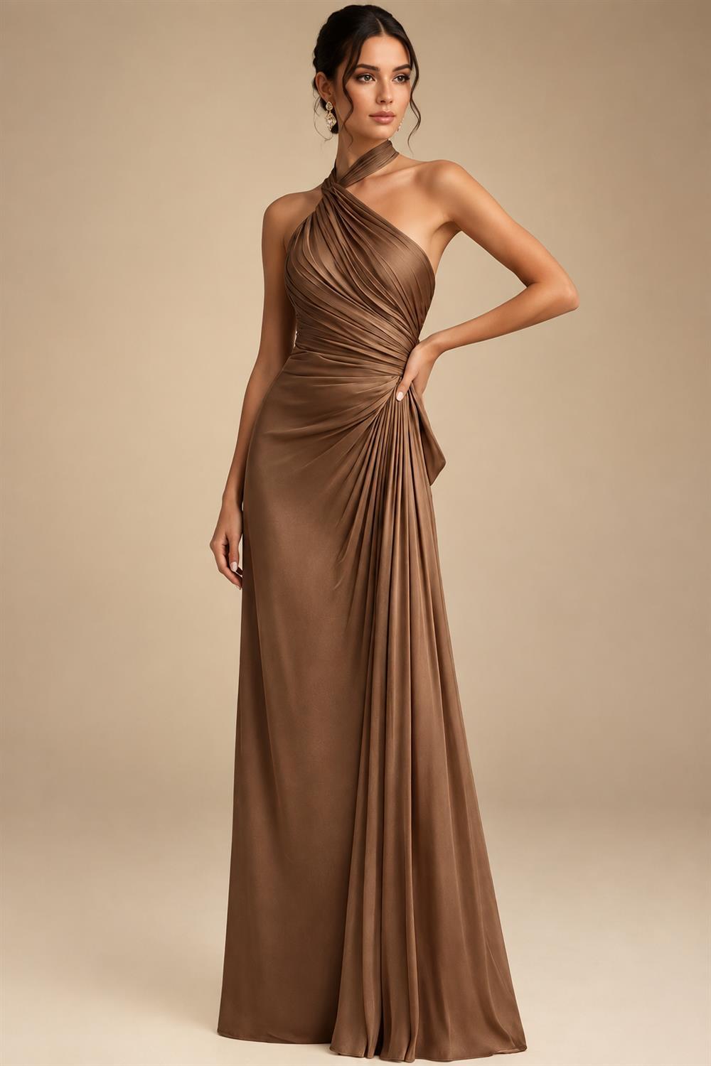 Jacquard A-Line/Princess Scoop Neck Floor-Length Mother of the Bride & Groom Dresses with Ruffles & Ruched Waist (SHI22501201)
