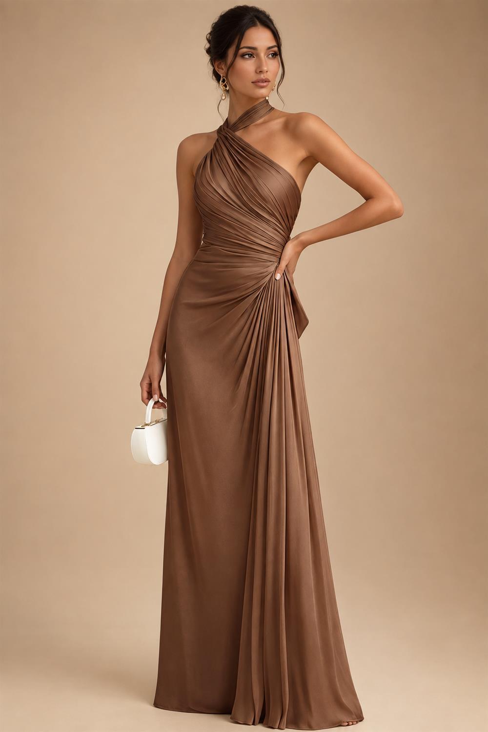 A-Line/Princess V-Neck Chiffon Maxi Mother of the Bride & Groom Dresses with Feather Trim & Pleats (SHI22501651)