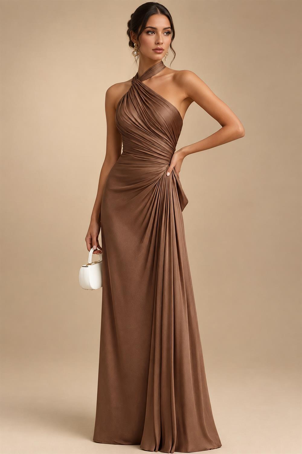 A-Line/Princess Scoop Neck Chiffon Maxi Mother of the Bride & Groom Dresses with Lace Appliques, Sweep Train & Pleats (SHI22501636)