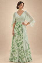 A-Line/Princess V-Neck Floor-Length Mother of the Bride & Groom Dresses with Ruffles & Ruched Waist (SHI22501284)