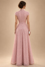 A-Line Chiffon 3/4 Flutter Sleeves Mother of the Bride & Groom Dresses with Beaded Lace Embroidered Bodice (SHI22500645)