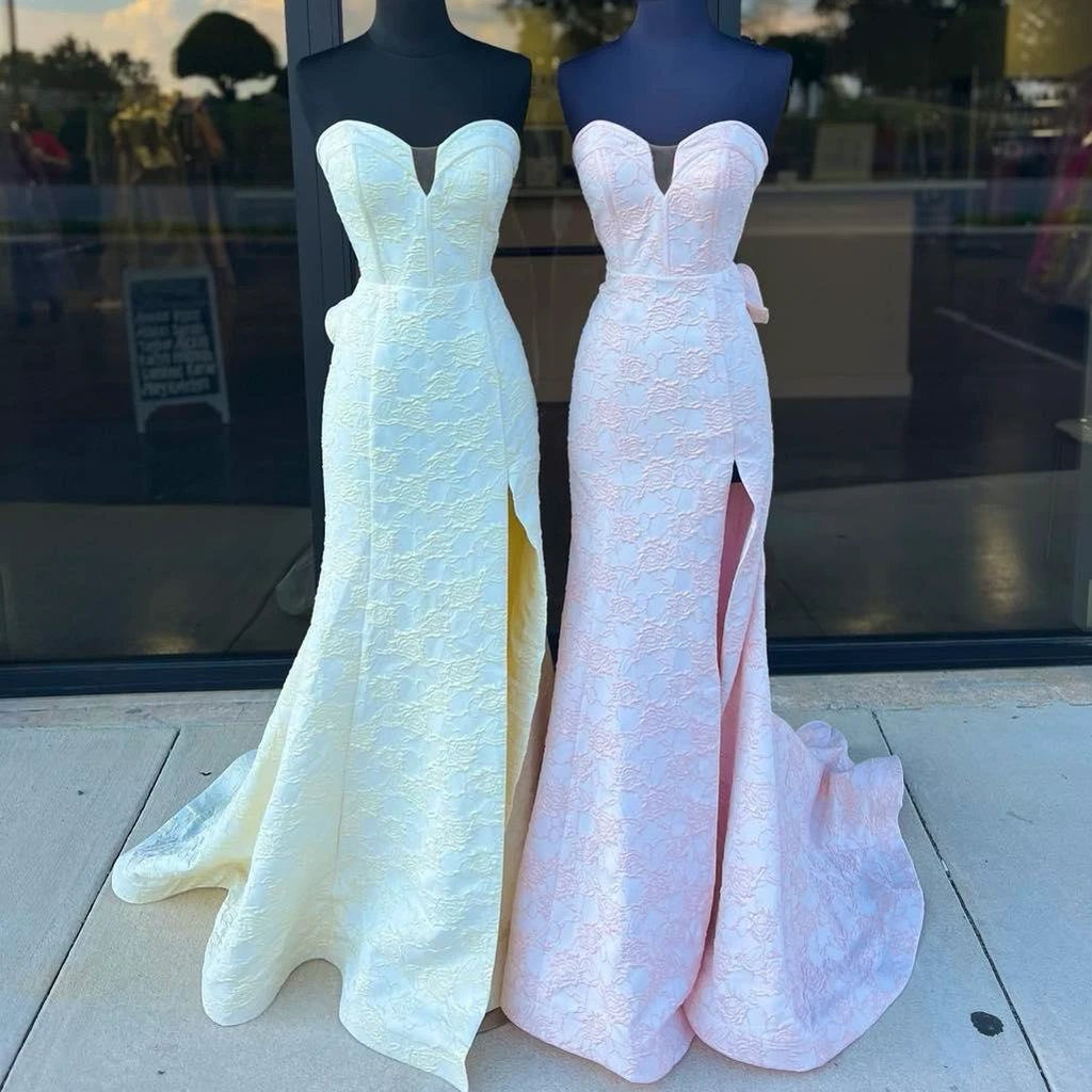 Strapless Floral Printed Mermaid Prom Dress With Split by KissProm