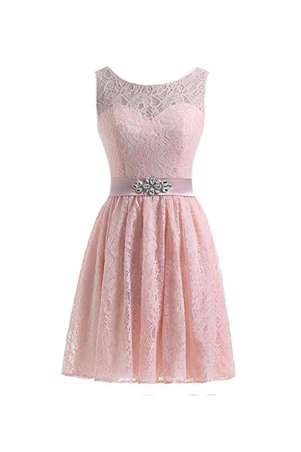 Flesh Pink Lace Short Homecoming Dresses Prom Dresses PG053 by pgmdress