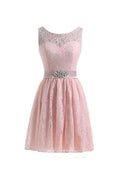 Flesh Pink Lace Short Homecoming Dresses Prom Dresses PG053 by pgmdress