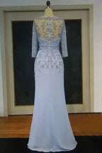 Floor Length A-line Scoop Long Sleeves Sequined Chiffon Prom Dresses by misshow.com