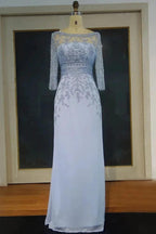Floor Length A-line Scoop Long Sleeves Sequined Chiffon Prom Dresses by misshow.com