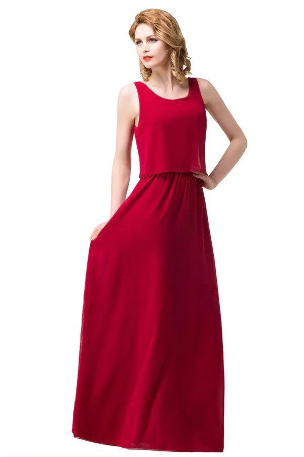 Floor-length A-line Square Chiffon Bridesmaid Dresses by misshow.com