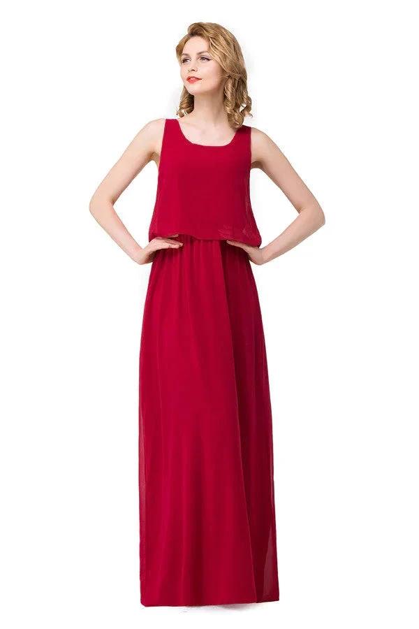 Floor-length A-line Square Chiffon Bridesmaid Dresses by misshow.com