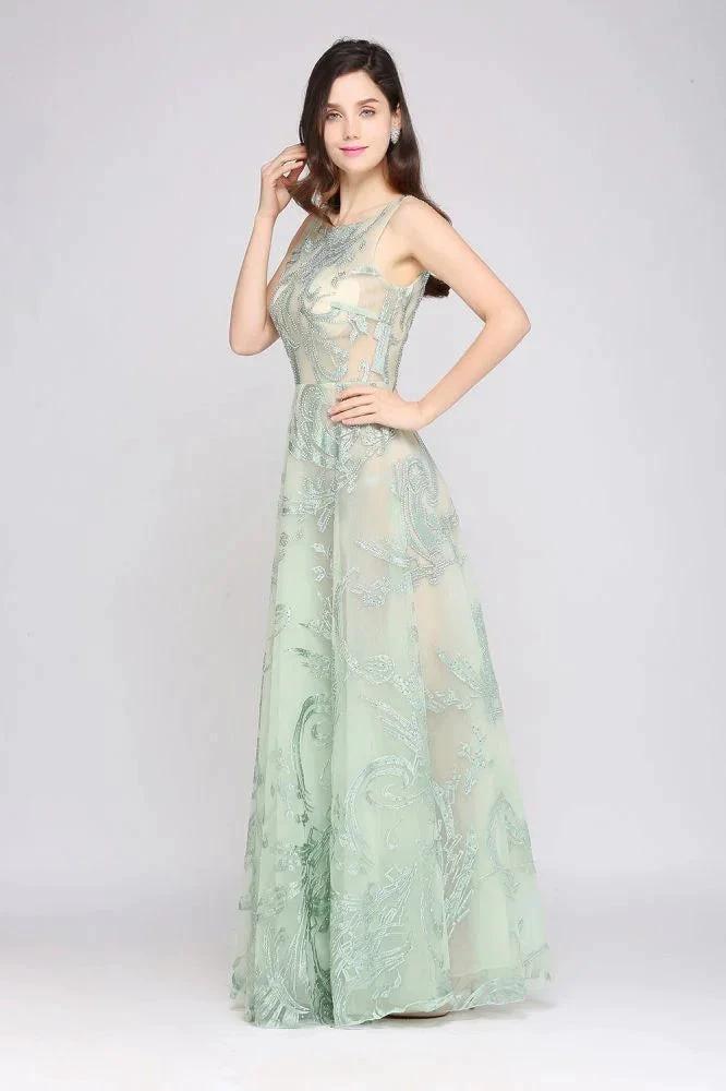 Floor Length Green Sexy Prom Dresses by misshow.com