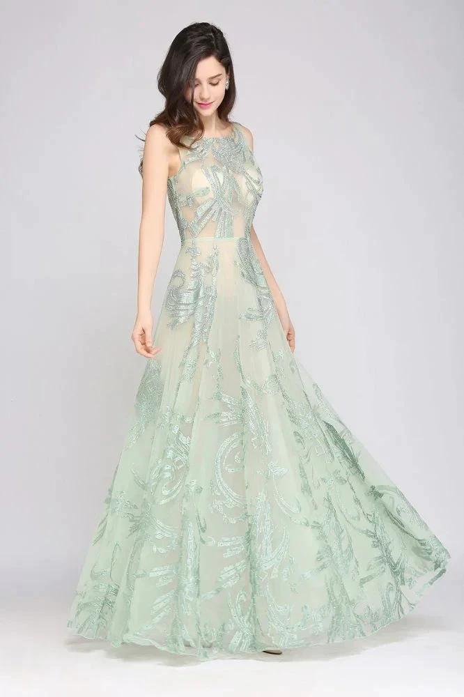 Floor Length Green Sexy Prom Dresses by misshow.com